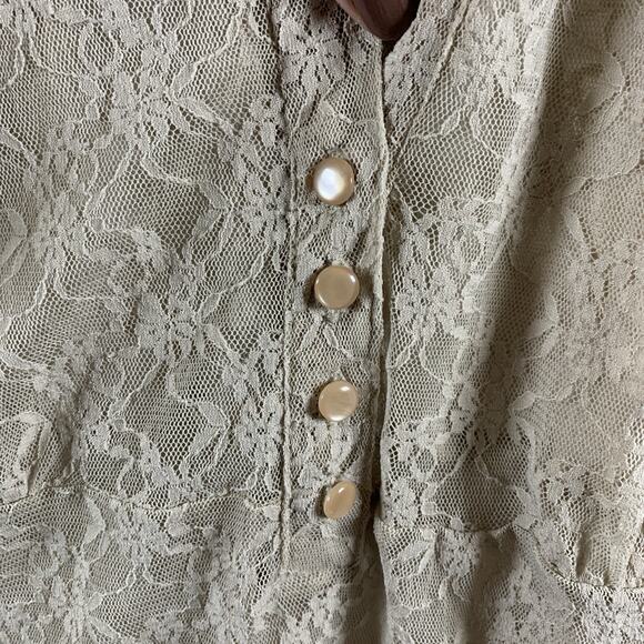 Apt 9 Womens Y2K Sheer Lace Babydoll Top Sz 1X Ivory Boho Romantic Victorian - Picture 2 of 12